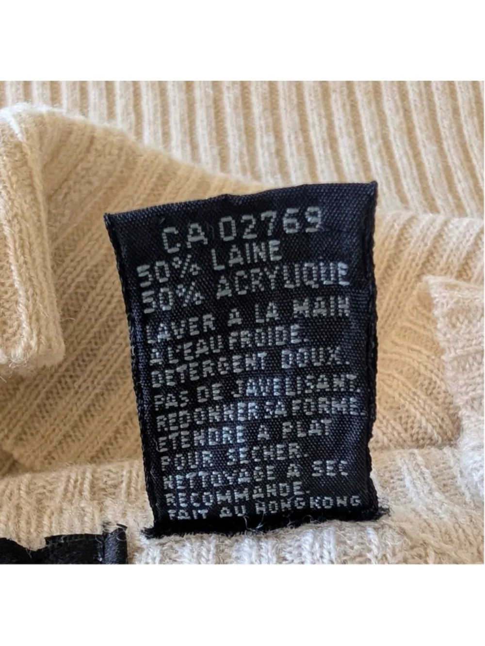 Cream Ribbed Turtleneck Sweater Quiet Luxury Minimalist Layering Knit Medium